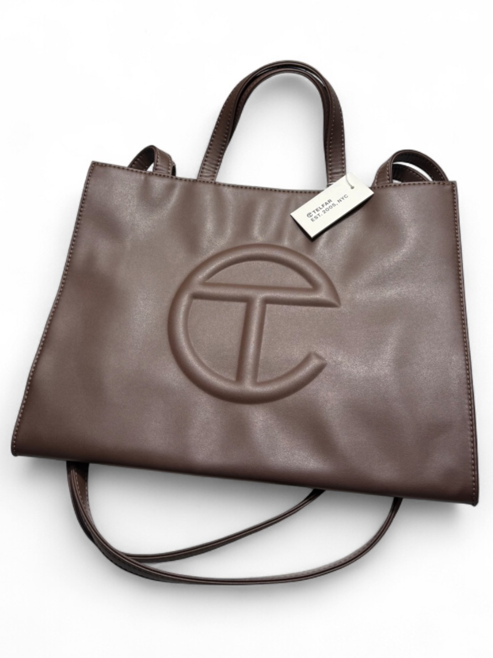 NWT Telfar Medium Chocolate Shopping Bag tote vegan leather w/ Dust bag